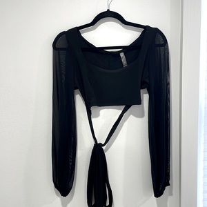 Long Sleeve Crop Top Blouse